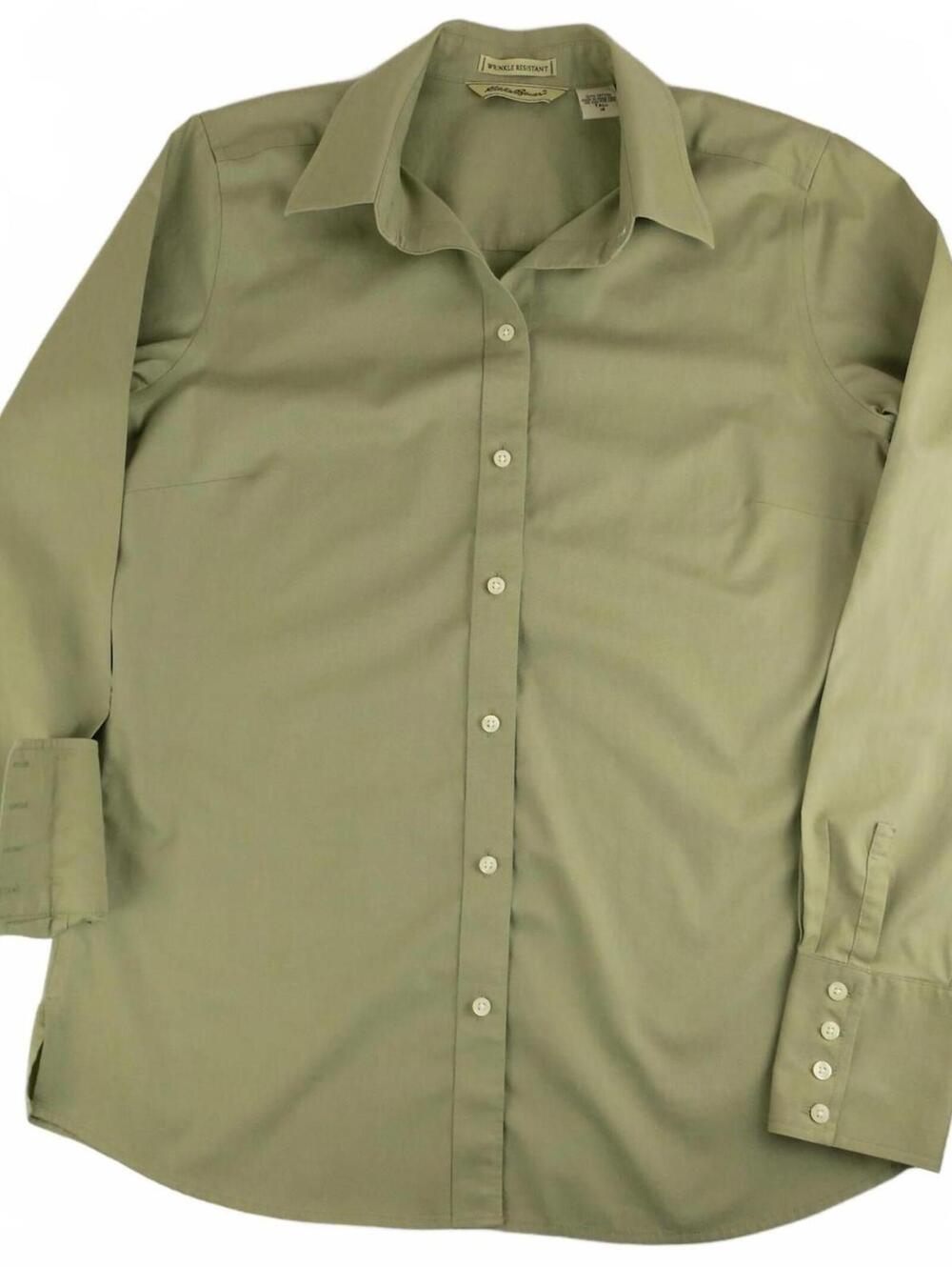 Women's Eddie Bauer Light Green Button-Up Shirt Sz Med Tall